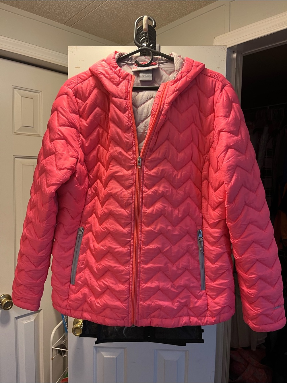 Free Country Girls' Quilted Hooded Puffer Jacket - Coral